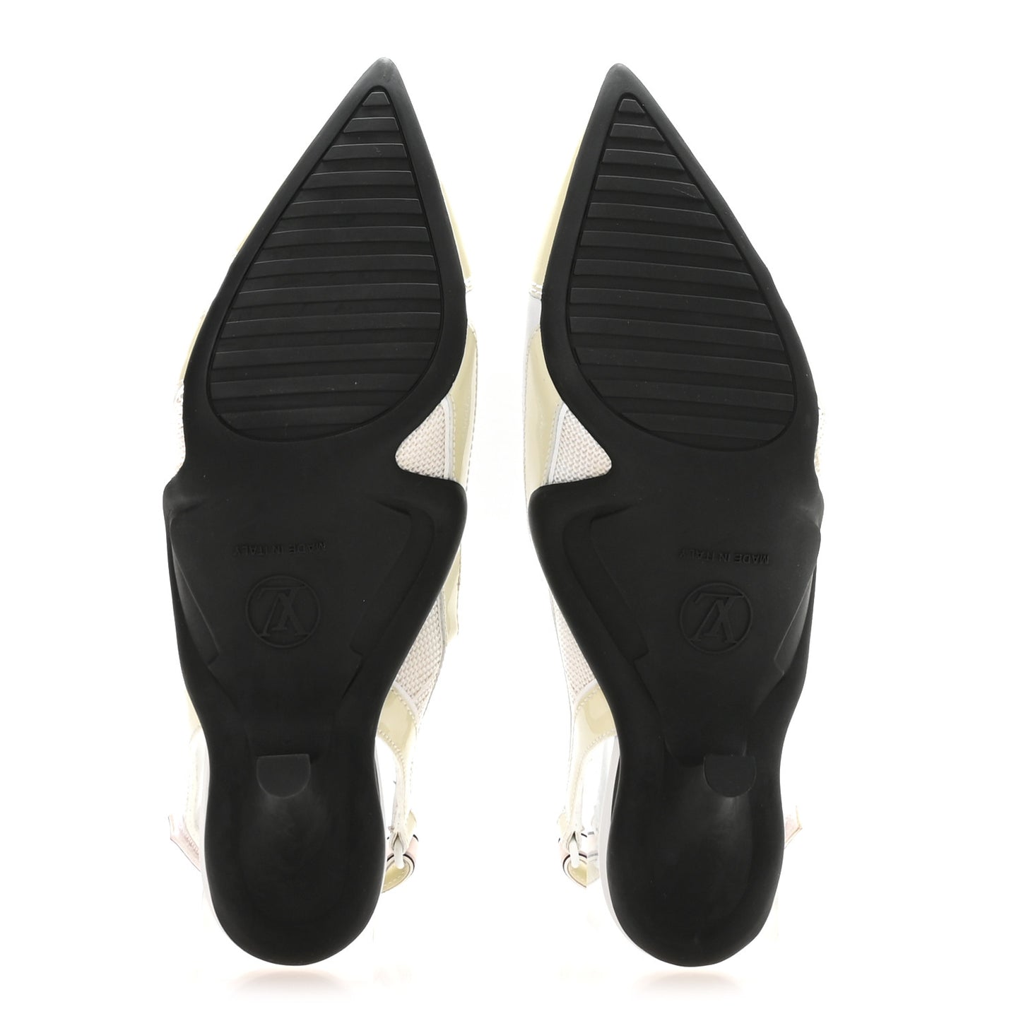 Lambskin Patent Calfskin Archlight Slingback Pumps 38 White Black
