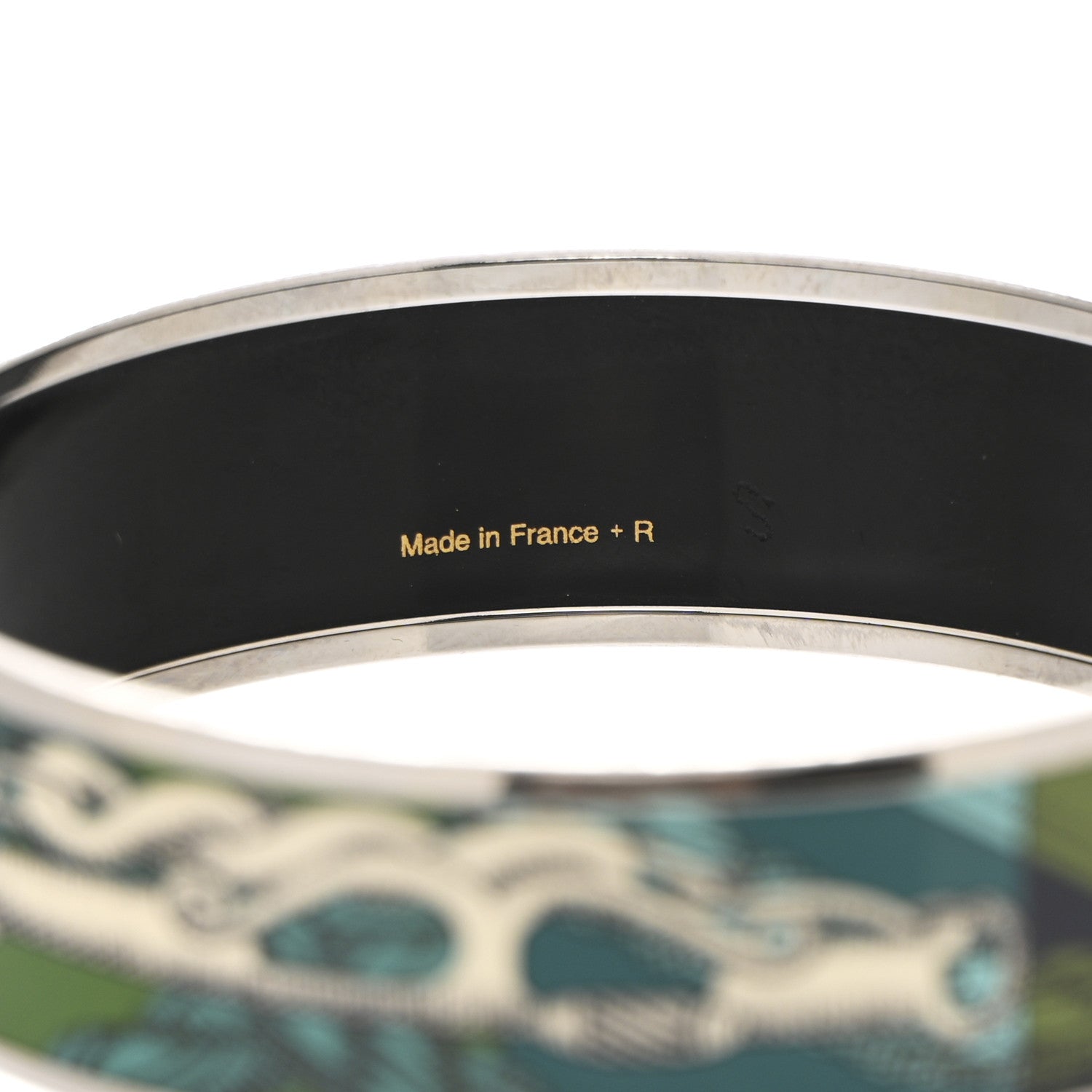Hermes Enamel Printed Della Cavalleria Wide Bracelet 65 Foret 6 of 7