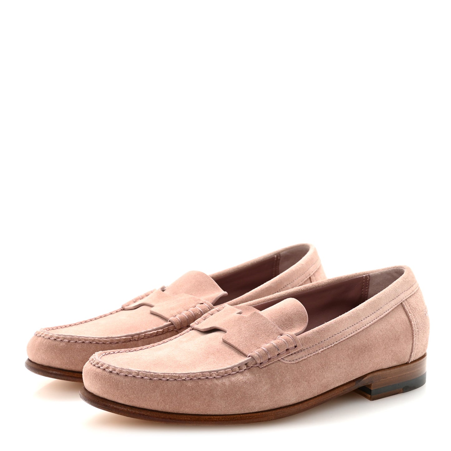 Suede Calfskin Womens Kennedy Loafers 38.5 Rose Antique