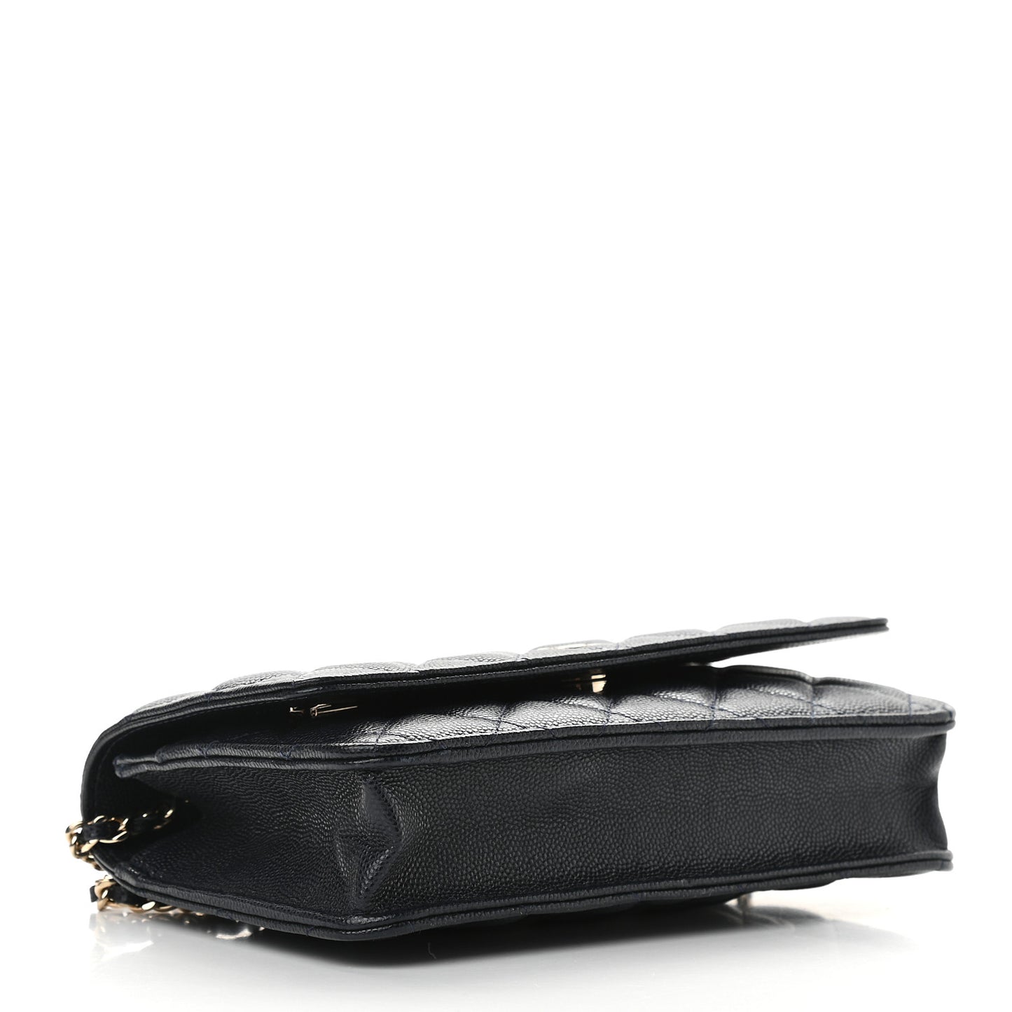 Caviar Quilted Wallet On Chain WOC Navy Blue