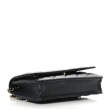 Chanel Caviar Quilted Wallet On Chain WOC Navy Blue 4 of 11