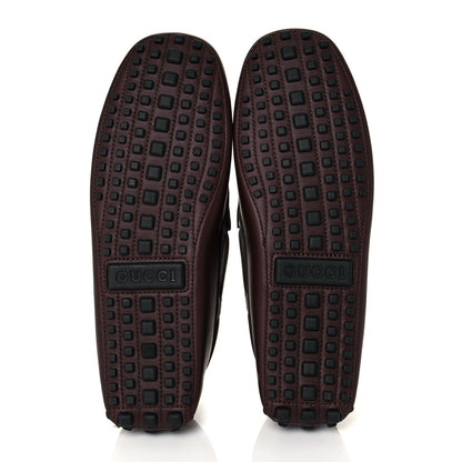 Gucci Calfskin Fringe Interlocking G Mens Driver Loafers 10 Brown 5 of 8