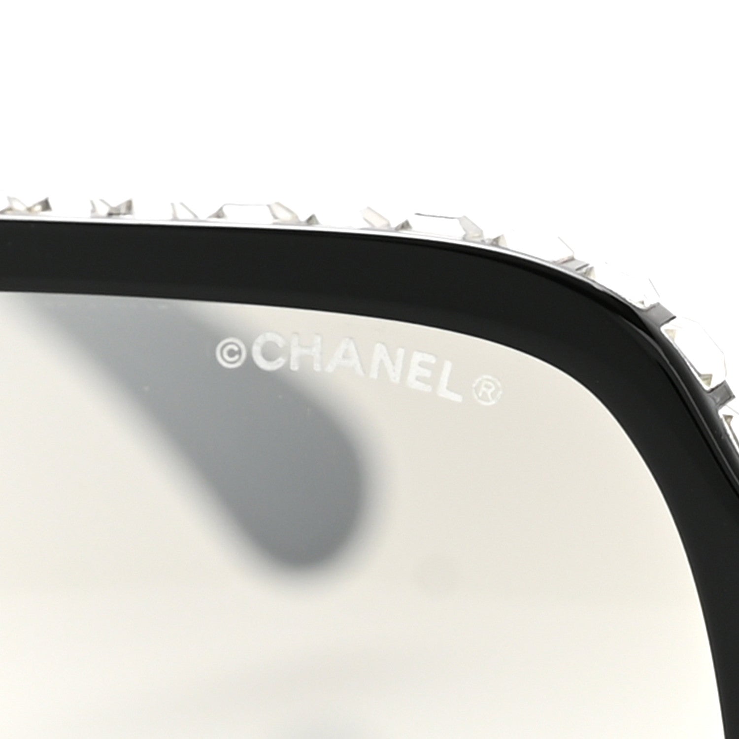 Chanel Acetate Crystal CC Shield Sunglasses 71431A Black Grey