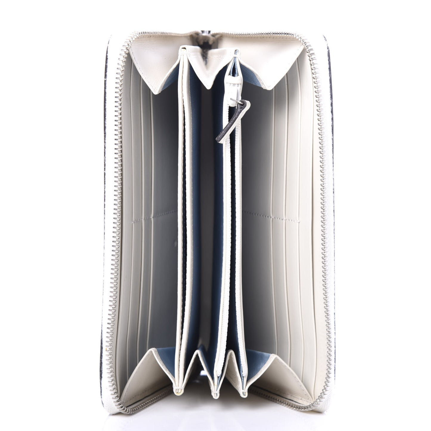X SEGA Calfskin GUCCY Stars Zip Around Wallet Mystic White Gold