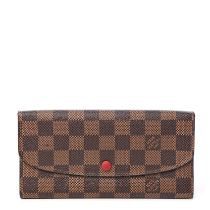 Louis Vuitton Damier Ebene Emilie Wallet Red 1 of 7