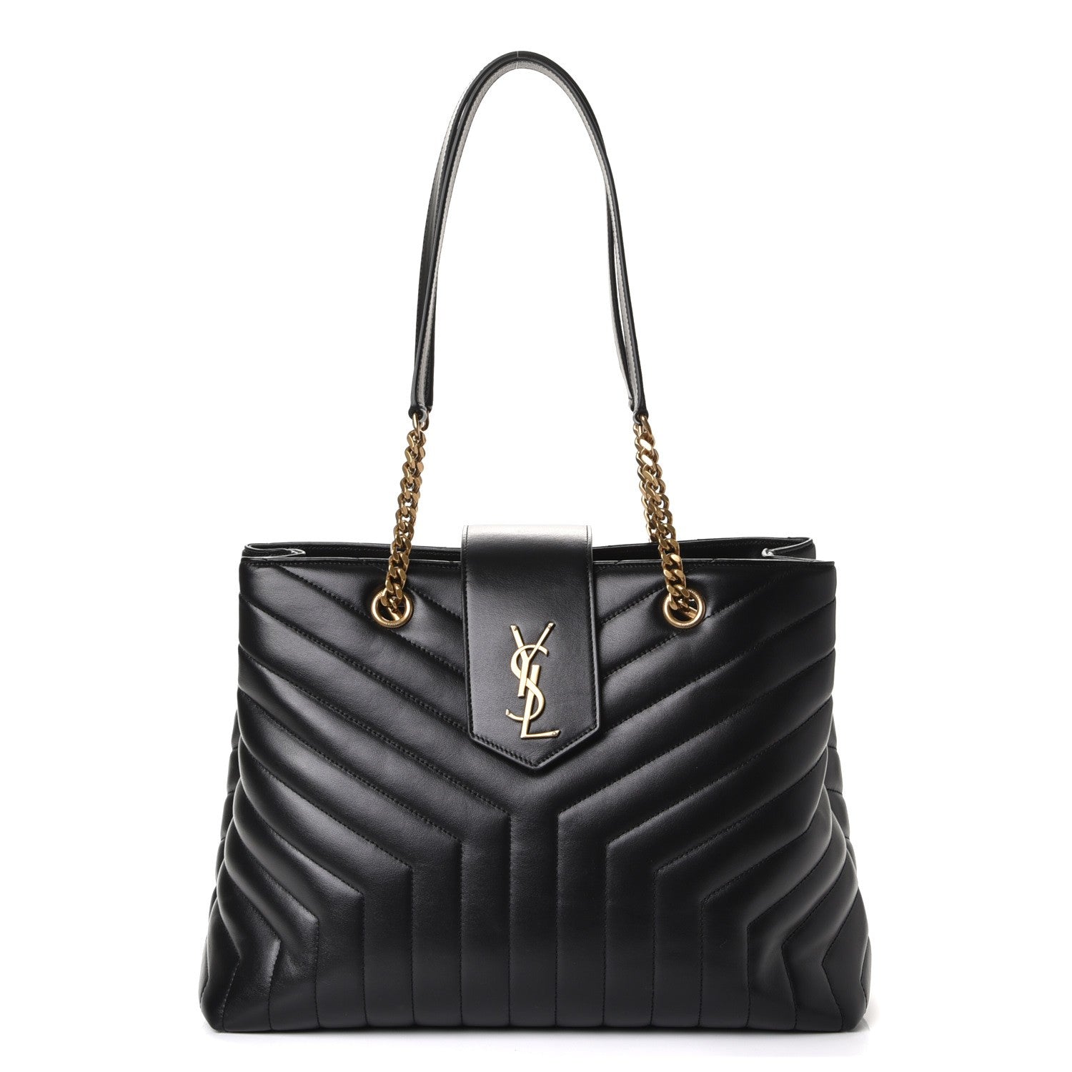 Saint Laurent Calfskin Y Quilted Monogram Large Loulou Shopper Black 1 of 7