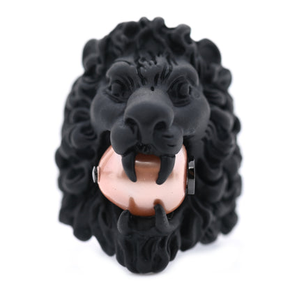 Gucci Glass Pearl Lion Head Ring 7 Black Pink 1 of 7