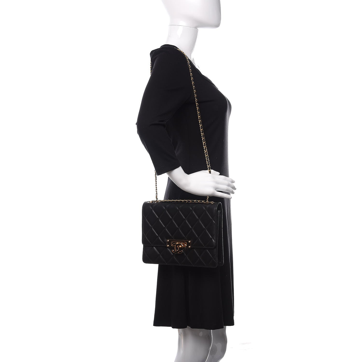 Chanel Lambskin Quilted Medium Golden Class Flap Black 2 of 11