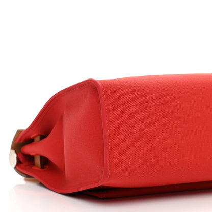 Hermes Vache Hunter Toile Herbag Zip 31 PM Rouge Tomate Natural 10 of 17