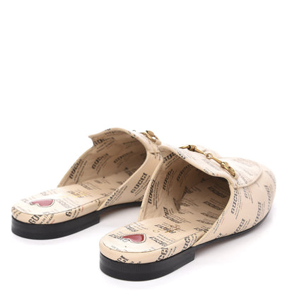 Gucci Calfskin Stamp Print Womens Princetown Slippers 37.5 Soy Black 7 of 20