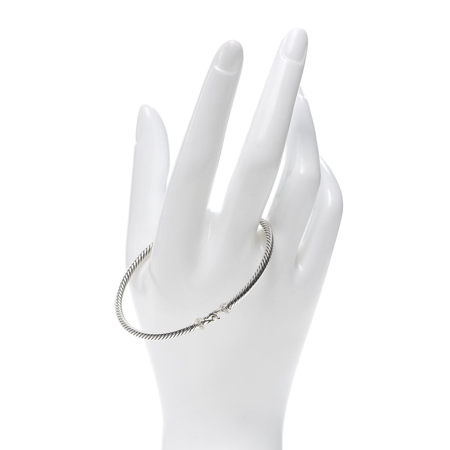 Sterling Silver Diamond 3mm Cable Buckle Bracelet