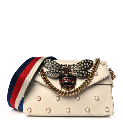 Gucci Nappa Pearl Studded Mini Queen Margaret Broadway Shoulder Bag Mystic White 1 of 9