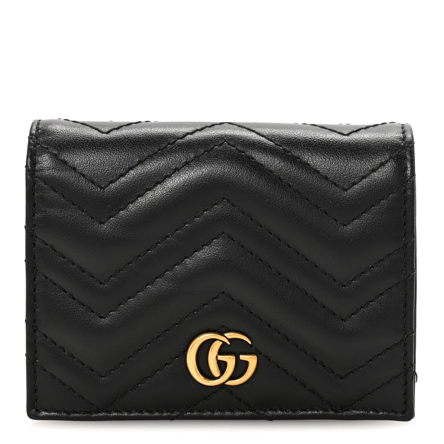 Calfskin Matelasse GG Marmont Card Case Wallet Black