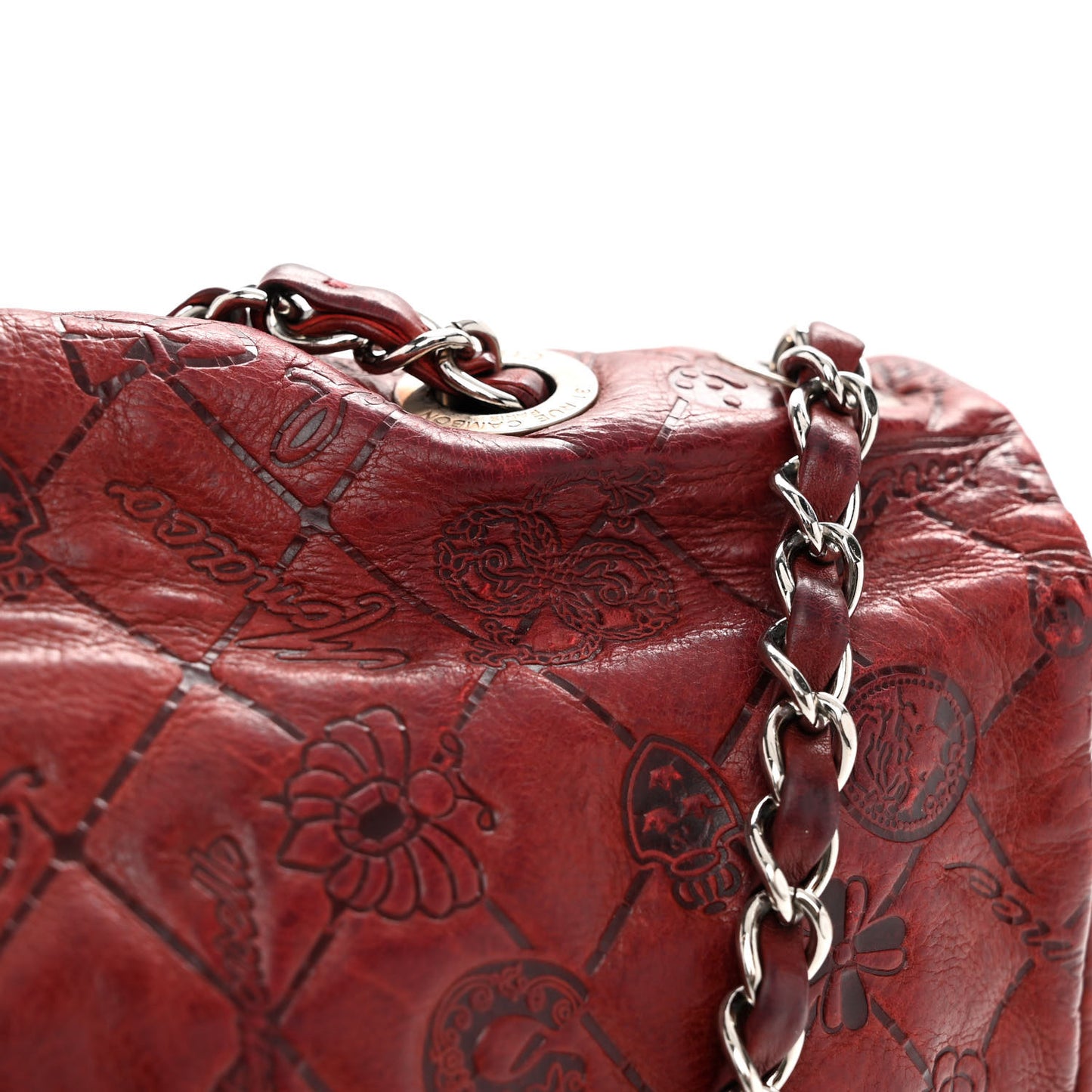 Calfskin Embossed Large Lucky Symbols Flap Rouge