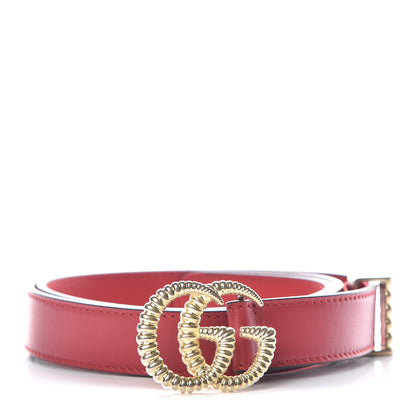 Gucci Moon Calfskin Torchon Double G 25mm Belt 80 32 Hibiscus Red 1 of 7