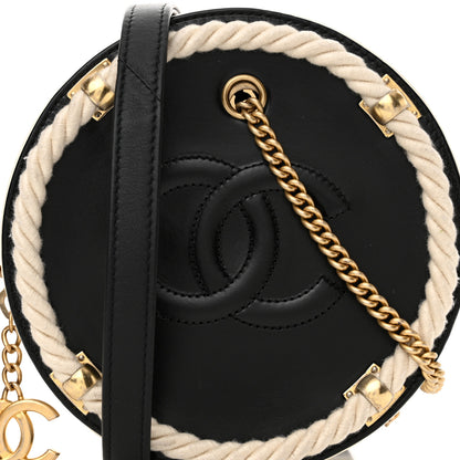 Chanel Crumpled Calfskin Cotton Small En Vogue Round Bag Black 8 of 10