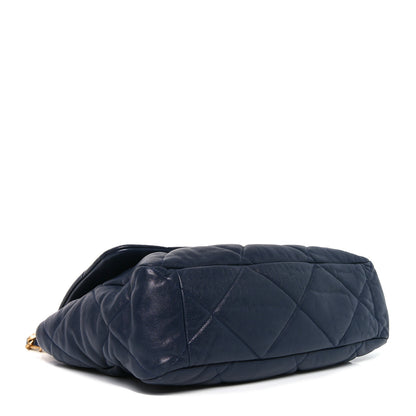 Chanel Goatskin Quilted Maxi Chanel 19 Flap Navy Blue 4 of 10