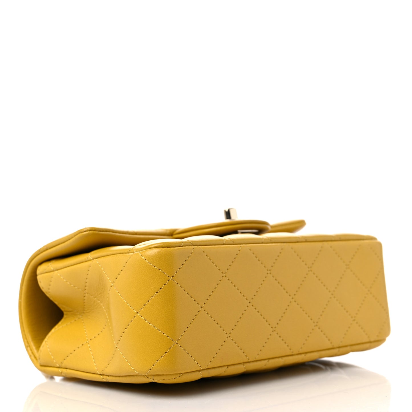 Lambskin Quilted Mini Top Handle Rectangular Flap Yellow
