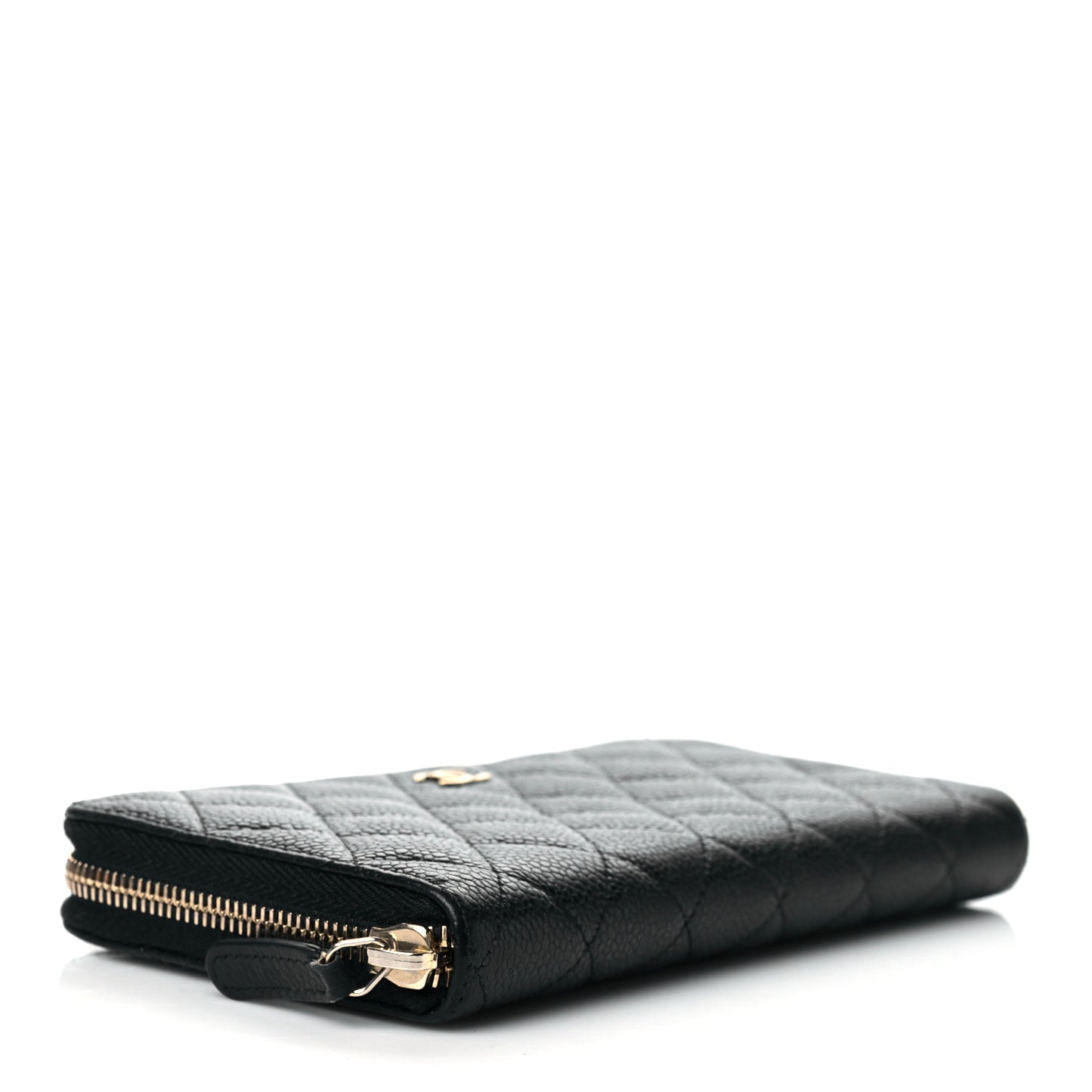 Caviar Quilted Large Gusset Zip Around Wallet Black