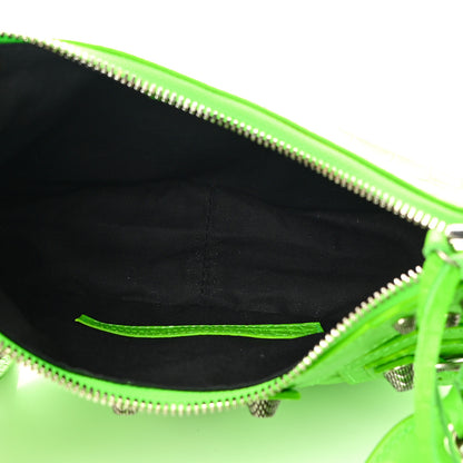 Balenciaga Extra Supple Calfskin Crocodile Embossed Le Cagole Shoulder Bag XS Acid Green 5 of 13