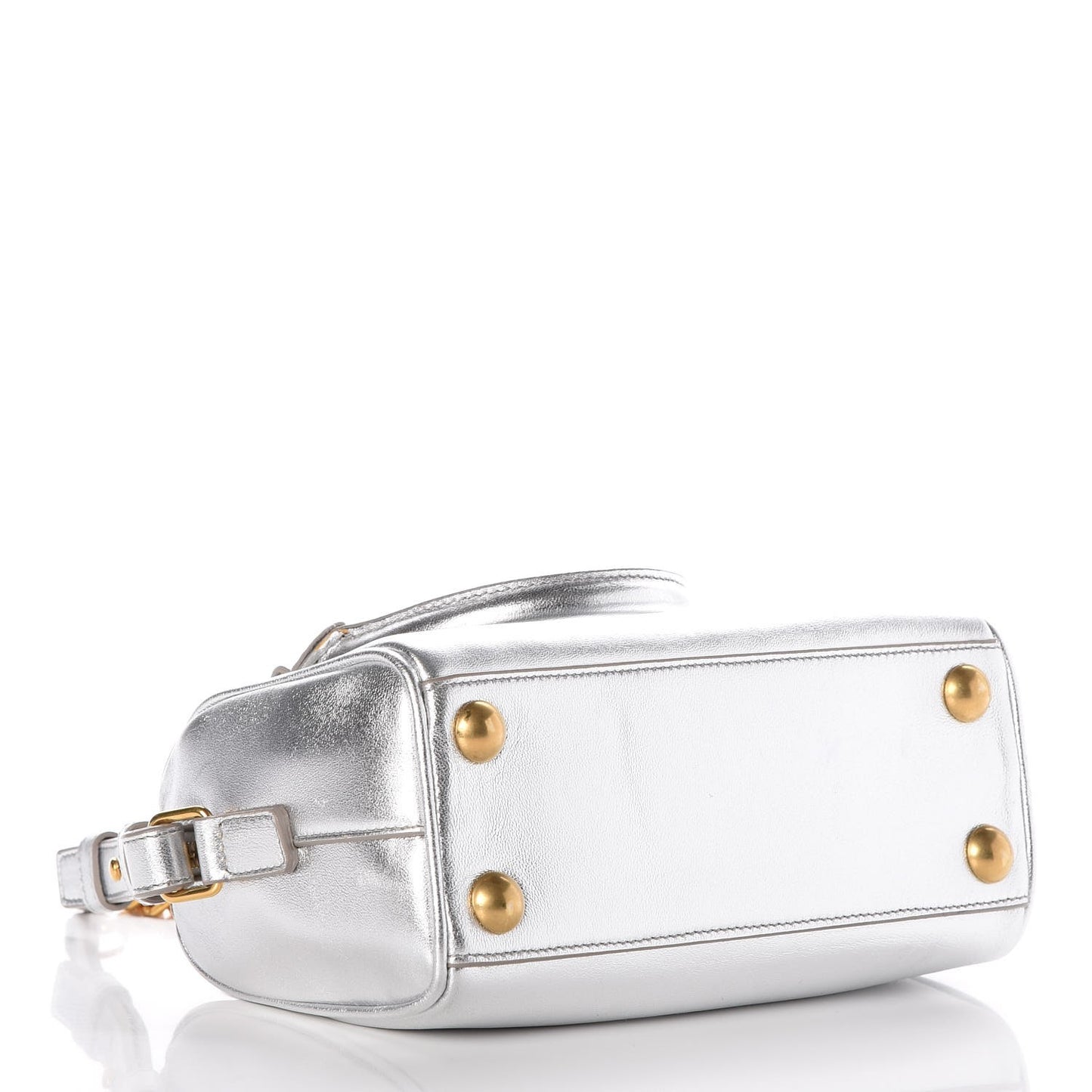 Metallic Calfskin Classic Toy Duffle Silver