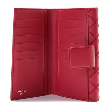 Chanel Calfskin Stitched Fancy CC Long Double Wallet Rose Fonce 6 of 9