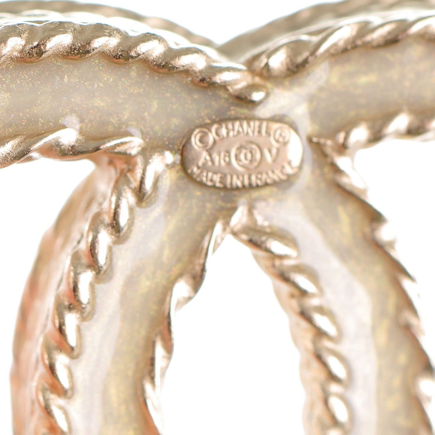Chanel Crystal CC Brooch Light Gold 4 of 4