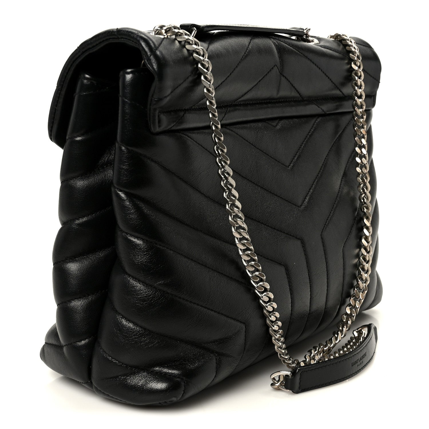 Saint Laurent Calfskin Y Quilted Monogram Medium Loulou Chain Satchel Black 2 of 11