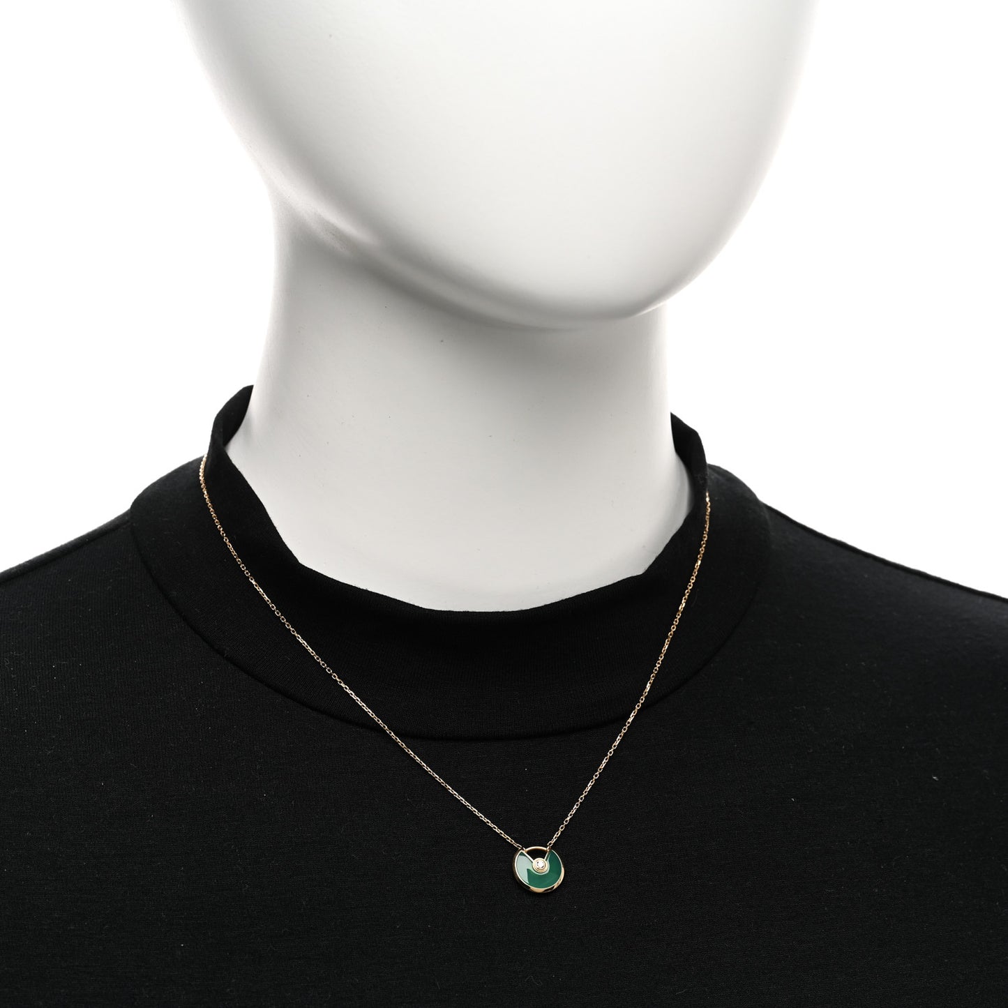 18K Yellow Gold Diamond Chrysoprase XS Amulette de Cartier Pendant Necklace