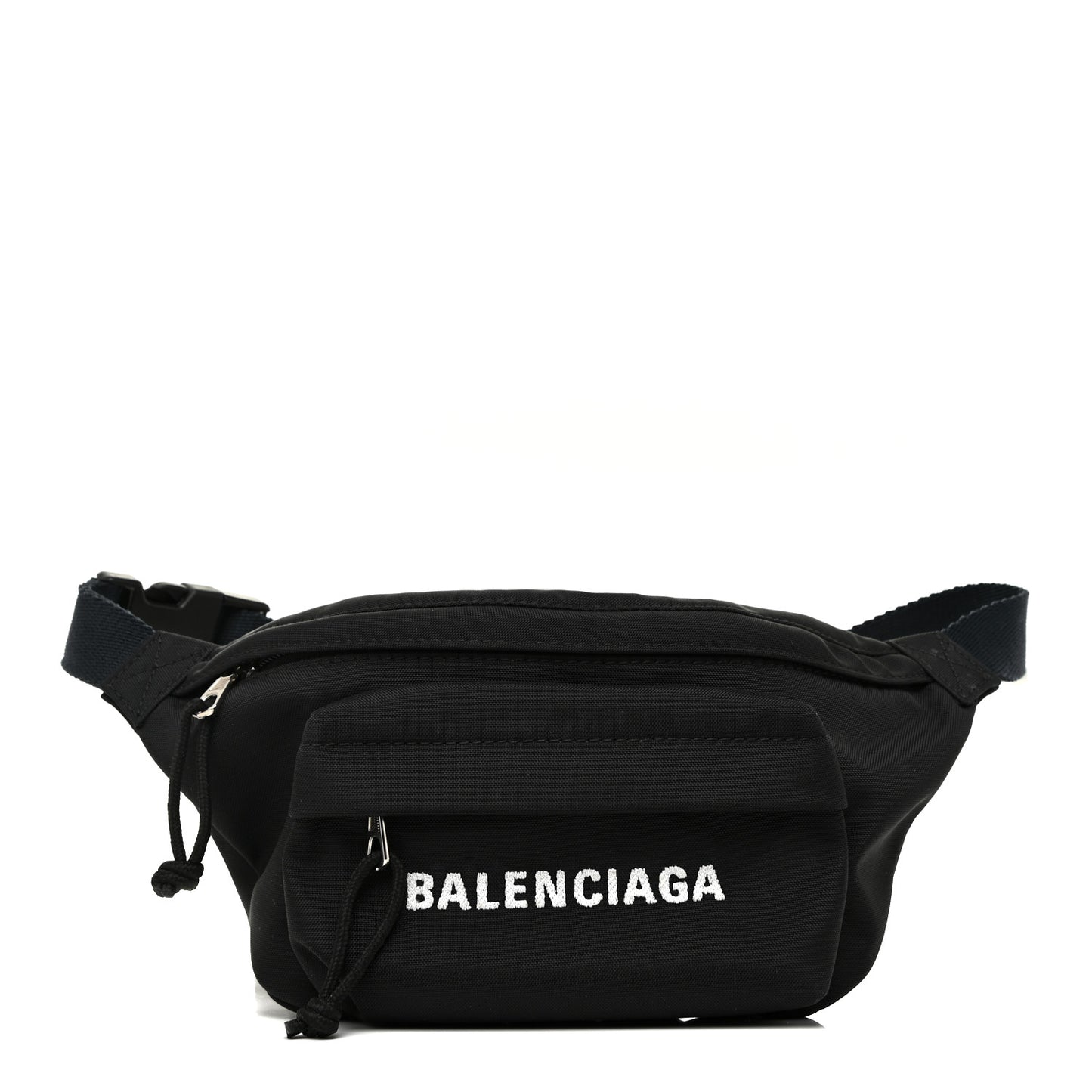 Sport Nylon Logo Embroidered Wheel Belt Bag Black White
