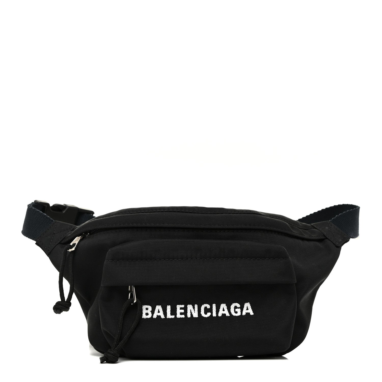 Balenciaga Sport Nylon Logo Embroidered Wheel Belt Bag Black White 1 of 9