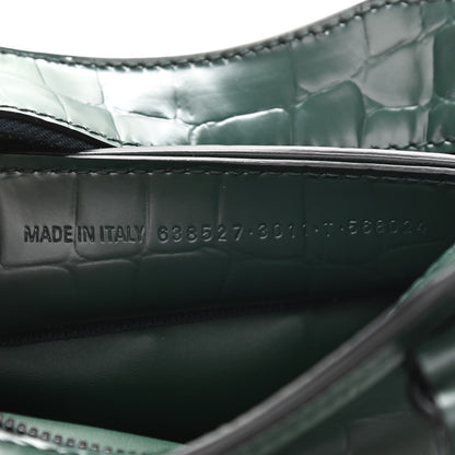 Balenciaga Semi Shiny Calfskin Crocodile Embossed Neo Classic Black Hardware Nano City Crossbody Forest Green 7 of 10