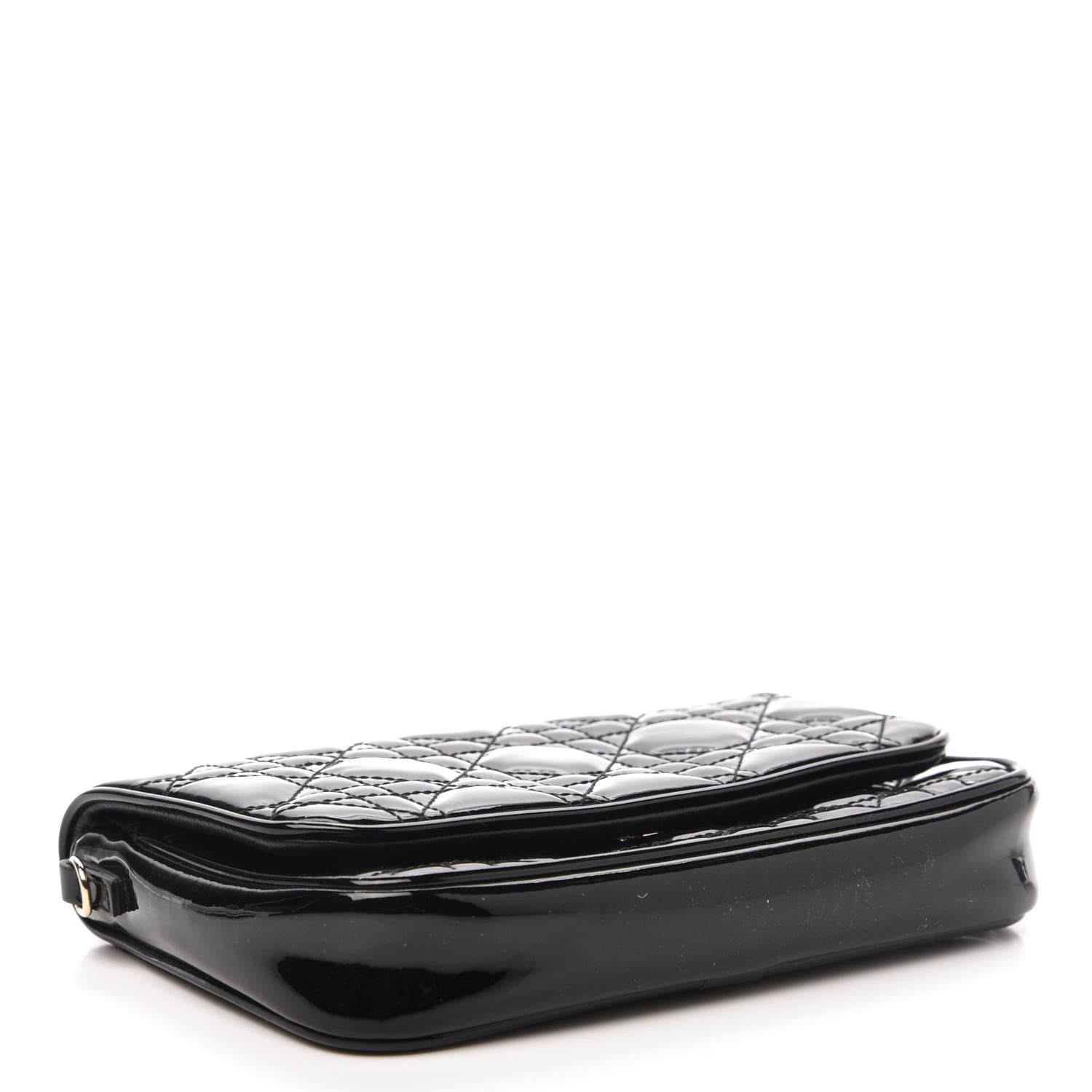 Christian Dior Patent Cannage Wallet on Chain Pouch Black 4 of 10