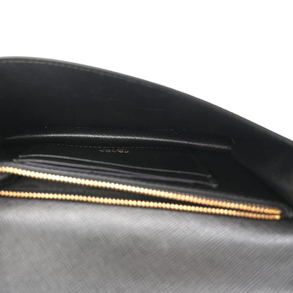 Prada Saffiano Metal Phone Wristlet Crossbody Wallet Black 5 of 10