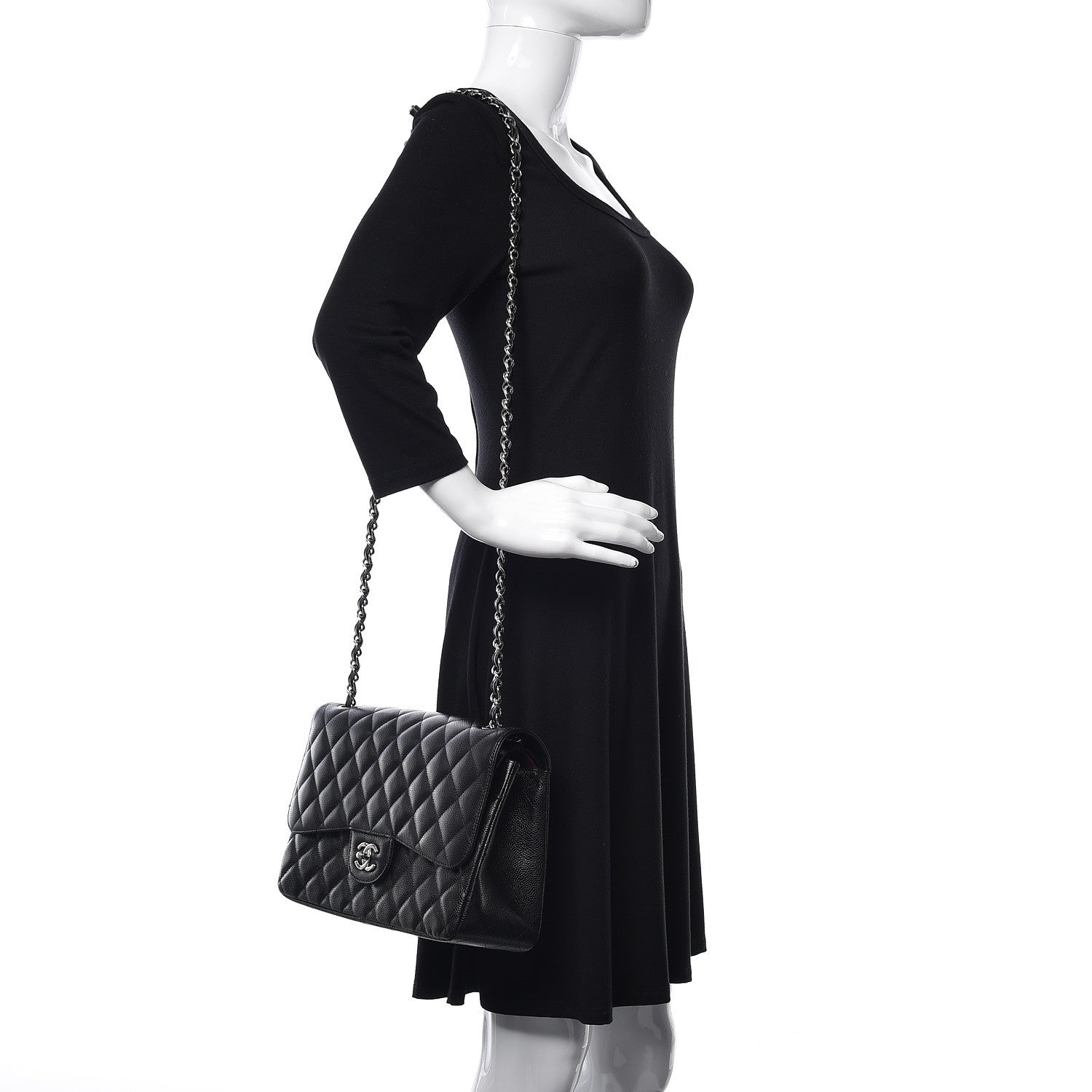 Chanel Caviar Quilted Jumbo Double Flap Black 2 of 12