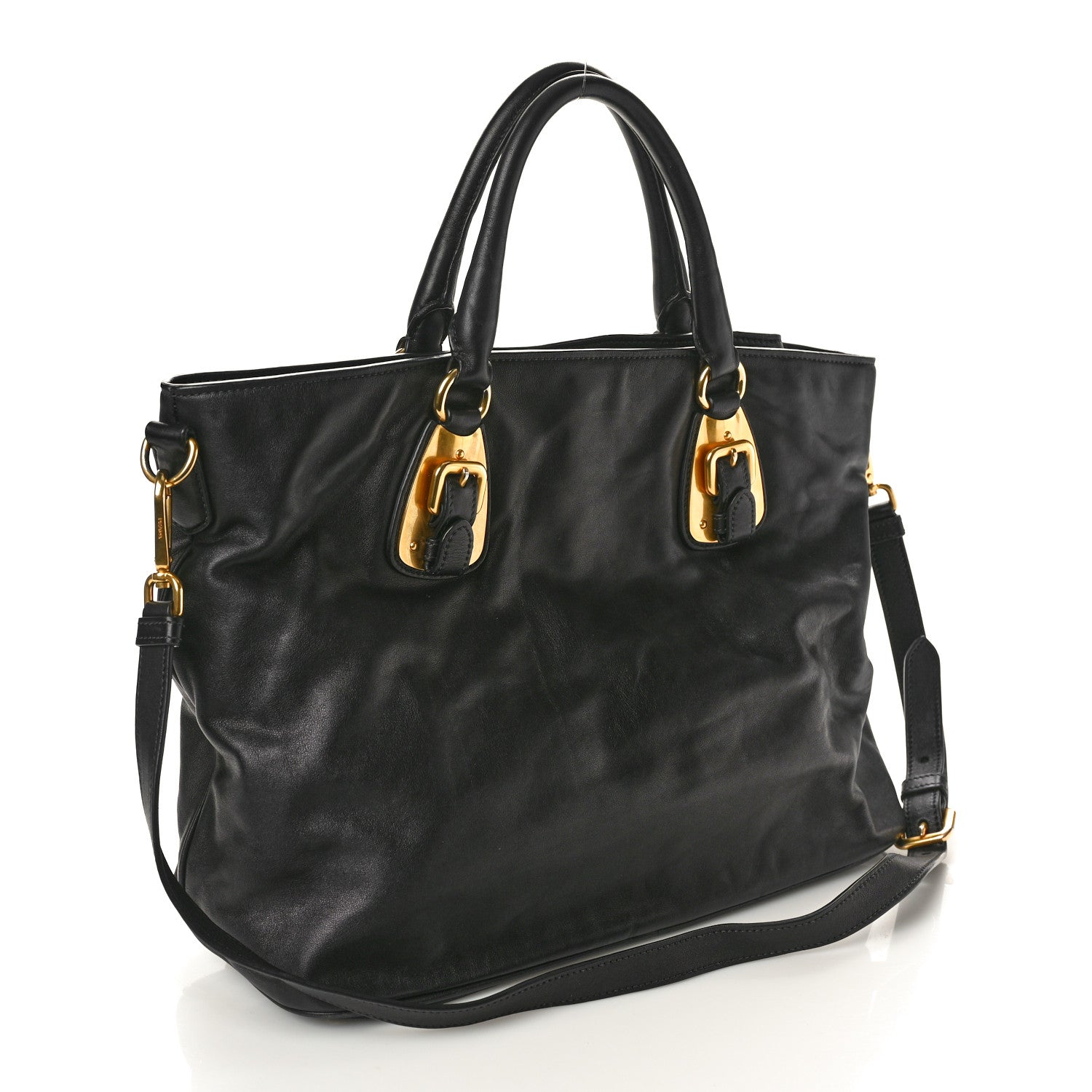 Prada Soft Calfskin Shopping Tote Black 3 of 11