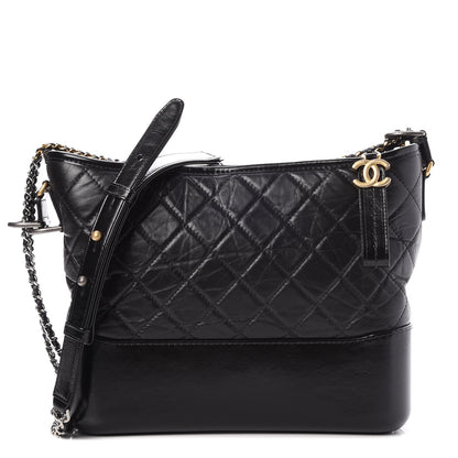 Chanel Aged Calfskin Quilted Medium Gabrielle Hobo Black 1 of 8