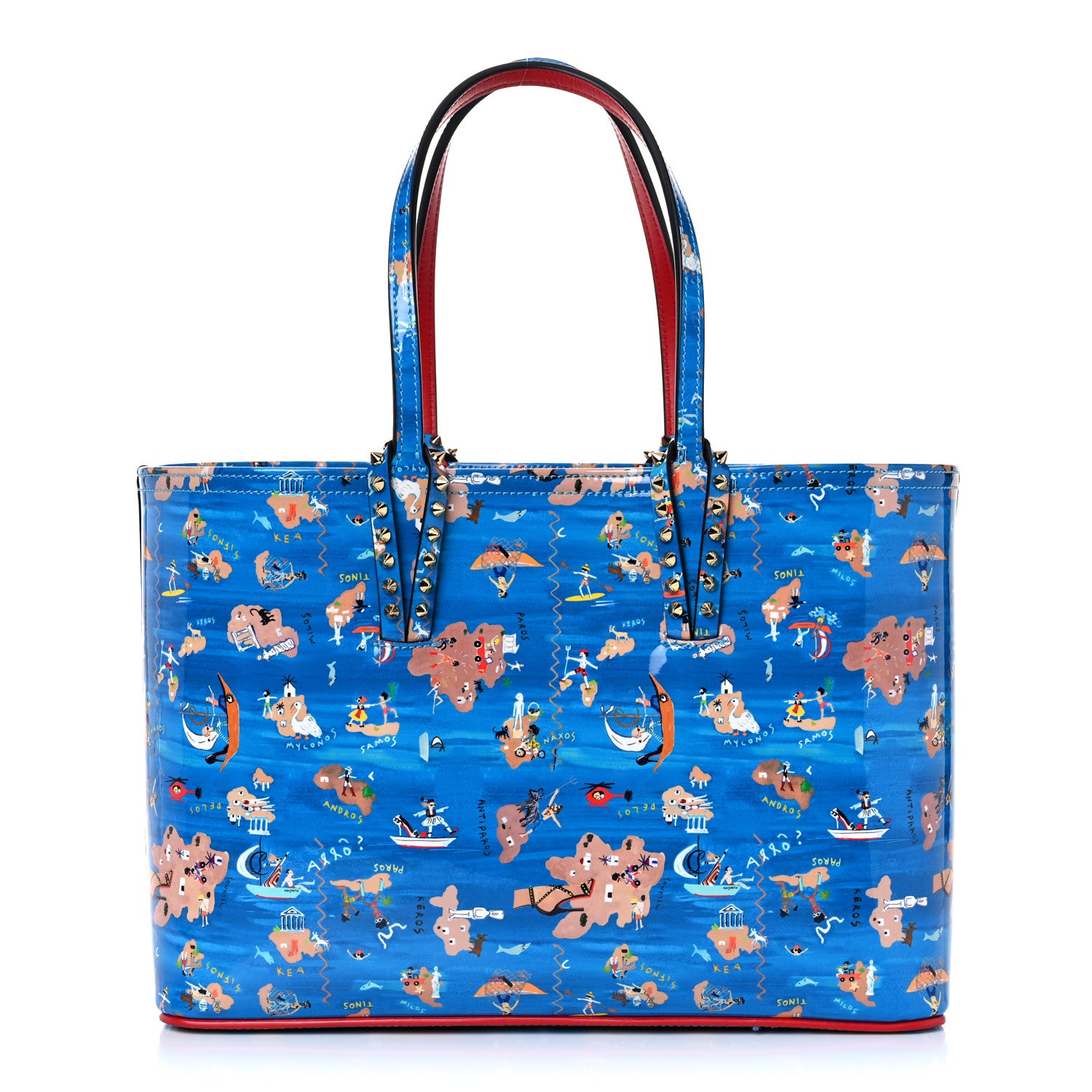 Christian Louboutin Patent Calfskin Small Greekaba Cabata Tote Blue 3 of 12
