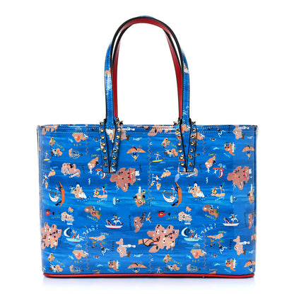 Christian Louboutin Patent Calfskin Small Greekaba Cabata Tote Blue 3 of 12