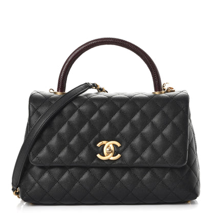 Chanel Caviar Lizard Quilted Small Coco Handle Flap Black 1 of 8