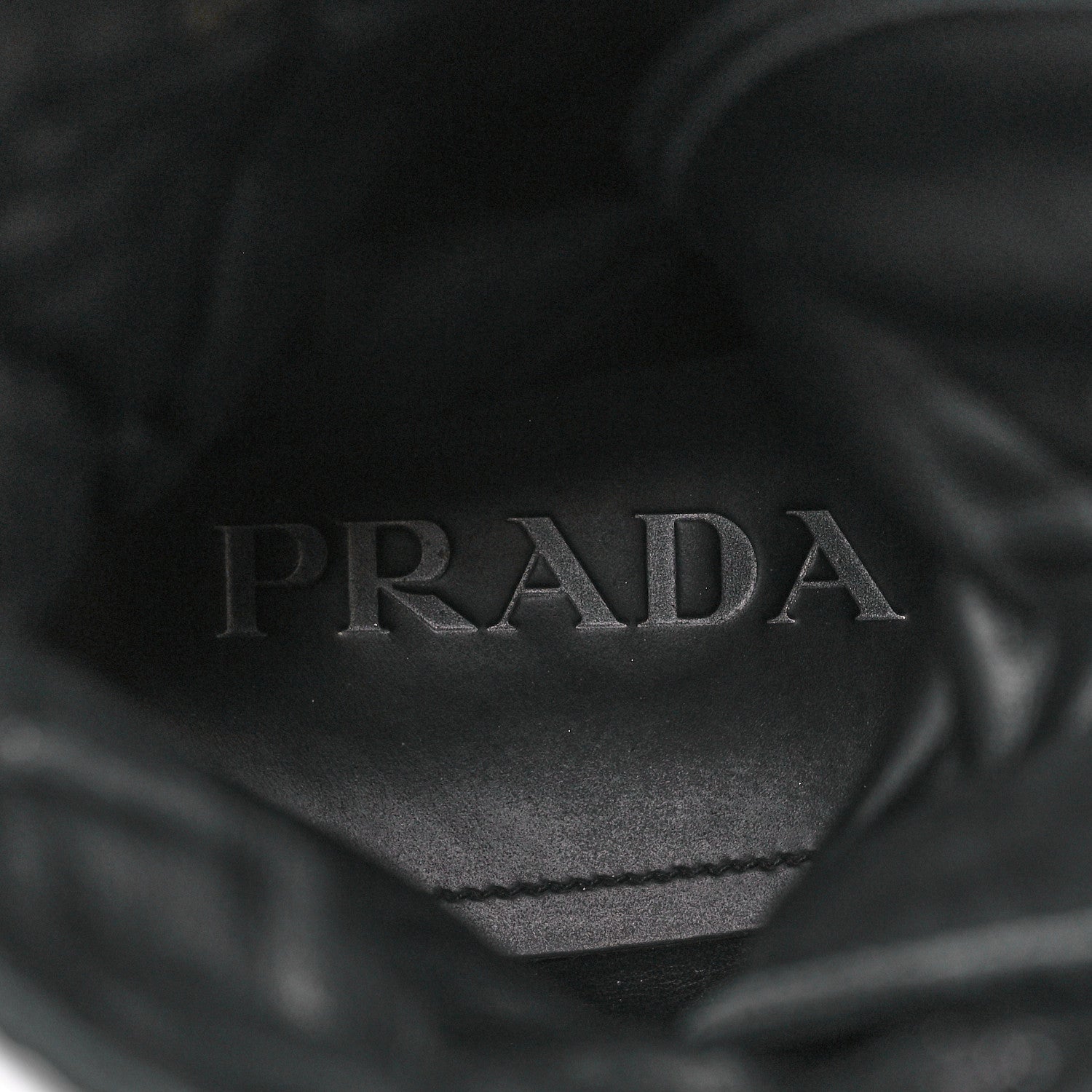 Prada Spazzolato Rois Re-Nylon Metal Triangle Logo Mens Monolith Pouch Pocket 60mm Combat Boots 6 Black 7 of 9