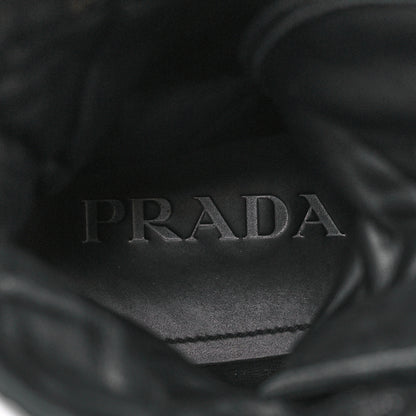 Prada Spazzolato Rois Re-Nylon Metal Triangle Logo Mens Monolith Pouch Pocket 60mm Combat Boots 6 Black 7 of 9