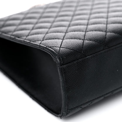 Saint Laurent Grain De Poudre Textured Mixed Matelasse Large Triquilt Monogram Satchel Black 14 of 17