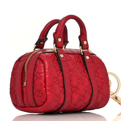 Gucci Guccissima Mini Boston Bag Charm Raspberry Red 3 of 10