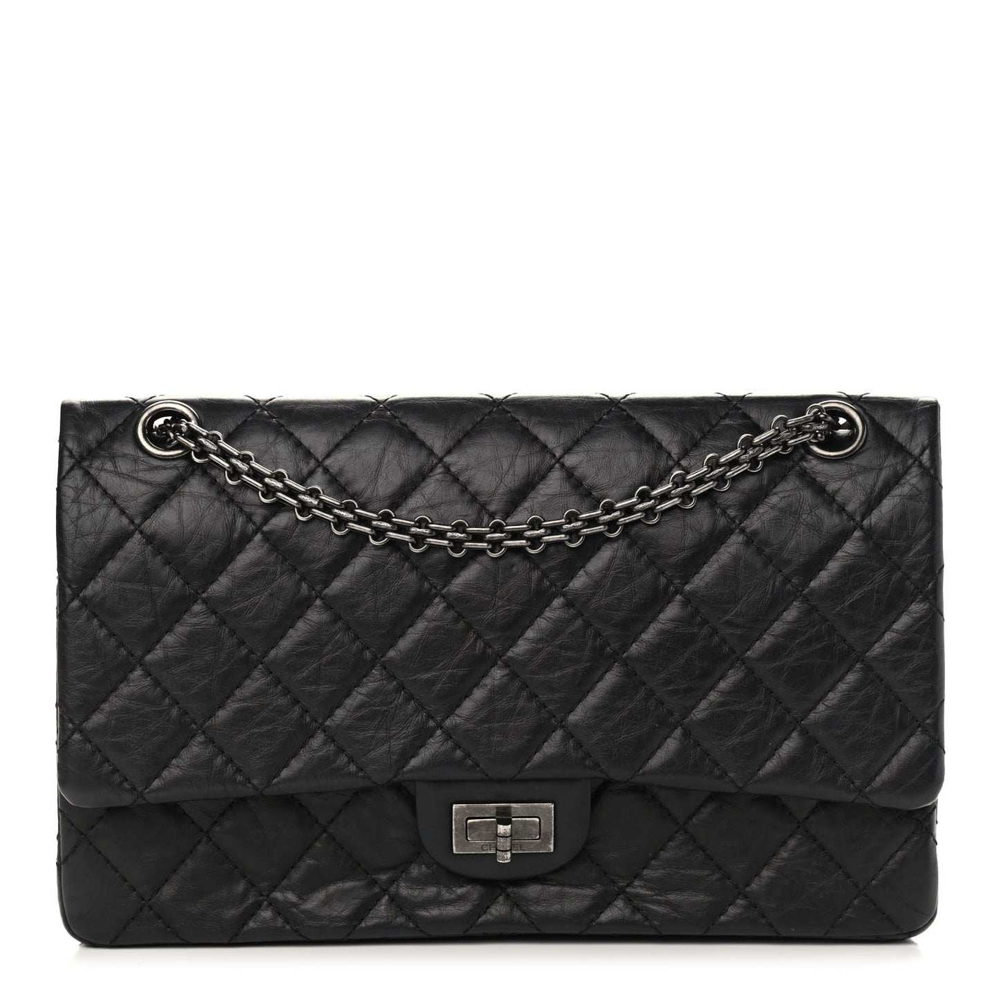 Aged Calfskin Quilted 2.55 Reissue 226 Flap Black