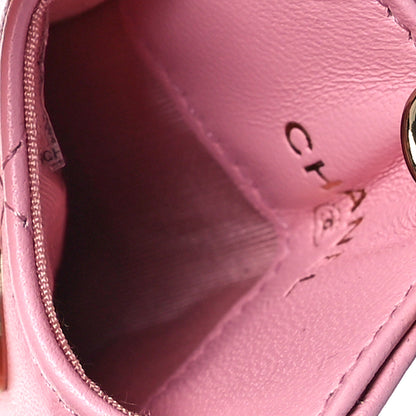 Chanel Lambskin Quilted Chanel Card Holder On Chain Pink 5 of 10