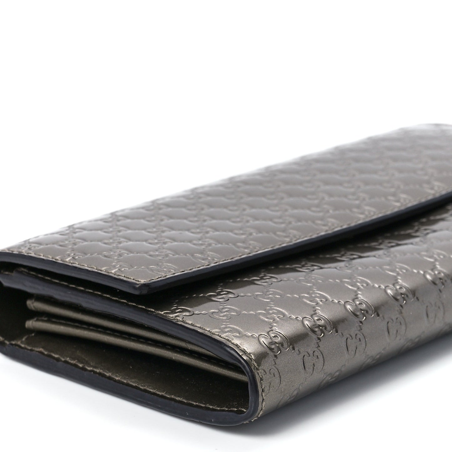 Metallic Microguccissima Dice Continental Wallet Golden Beige
