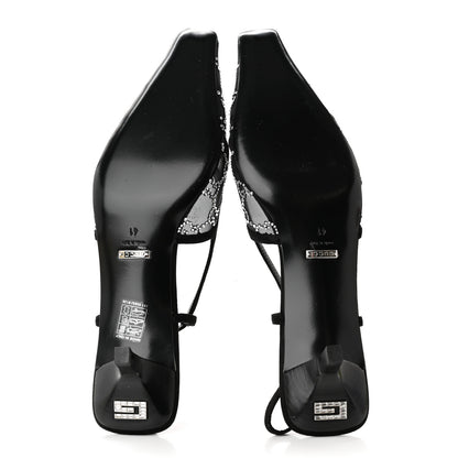 Gucci Tela Retino Kid Scamosciato Crystal GG Monogram Square G 35mm Slingback Pumps 41 Black 5 of 9