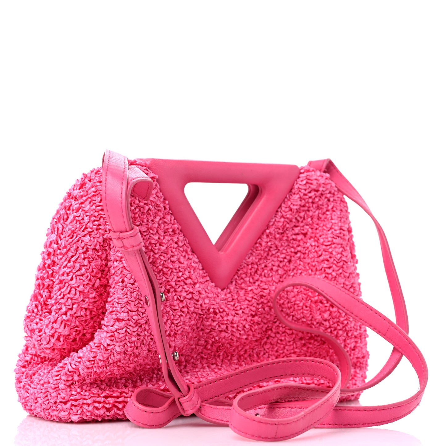 Boucle Curly Raffia The Point Triangle Bag Pink