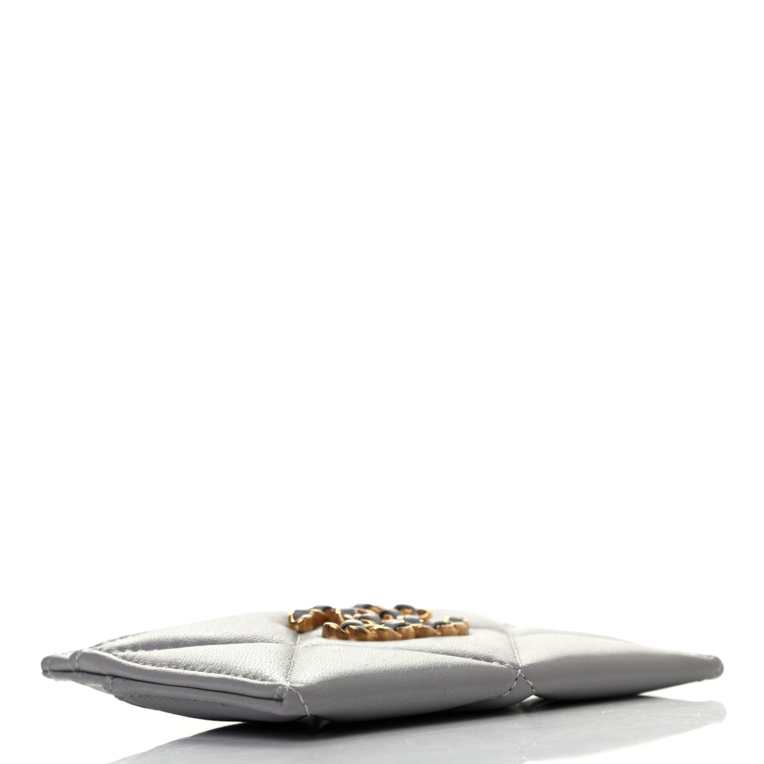 Chanel Lambskin Quilted Chanel 19 Card Holder Grey 4 of 8